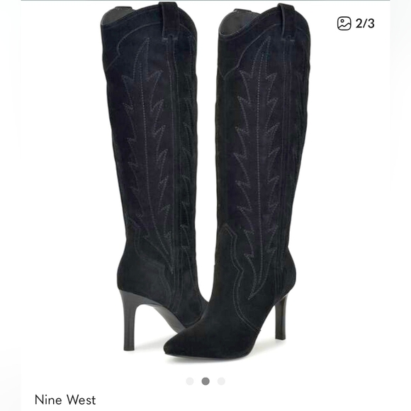 Nine West Shoes - Nine WEST Black GENUINE Suede WESTERN Boots